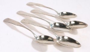 Five 19th Century Austro-Hungarian silver table spoons, Kesmark 13 lothig mark for 1851, makers mark