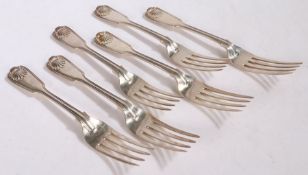 Set of six Victorian silver table forks, London 1868, maker Chawner & Co. (George William Adams),