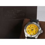 Breitling Avenger II Seawolf gentleman's stainless steel wristwatch, circa 2018, the signed yellow