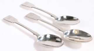 Three Victorian silver dessert spoons, London 1862, maker Chawner & Co. (George William Adams),