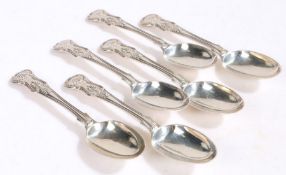 Set of six William IV silver teaspoons, Newcastle 1834, maker John Wright, the kings pattern handles
