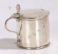 George III silver mustard pot, Newcastle 1774, maker John Langlands, of drum form, the hinged lid