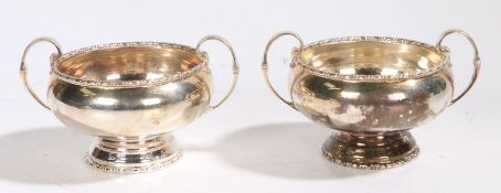 Two Elizabeth II silver sugar bowls, Sheffield 1983, maker Walker & Hall, with beaded rims and