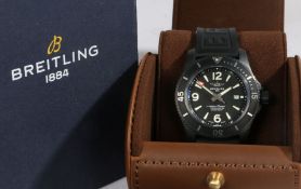 Breitling Superocean 46 Black Steel gentleman's wristwatch, the signed black dial with Arabic and