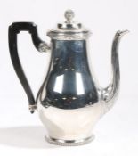 Late 19th Century French silver coffee pot, Paris, maker Henin & Cie, the lid with pineapple