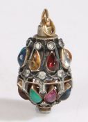 Multi gemstone set pendant, set with white sapphires, sapphires, emeralds, tigers eye and citrine,