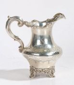 Victorian silver cream jug, London 1845, maker John James Keith, with foliate and scroll cast rim,