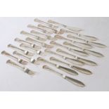 Eleven Elizabeth II silver fish knives and twelve forks, Sheffield 1960 and 1983, maker Walker &