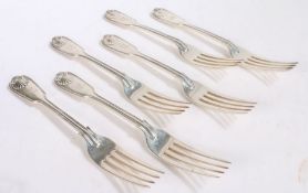 Set of six Victorian silver table forks, London 1883, maker Robert Roskell, Alan Roskell & John