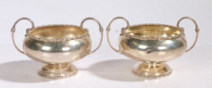 Two Elizabeth II silver sugar bowls, Sheffield 1960, maker Walker & Hall, with beaded rims and