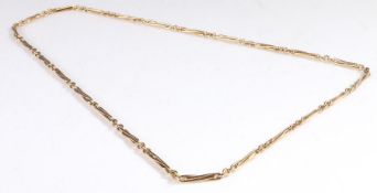 Large 9 carat gold necklace, formed of twisted and circular links, stamped 375, approx 80cm long