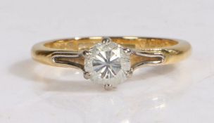 18 carat gold and diamond solitaire ring, the head with a claw mounted faceted stone approx 0.5