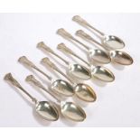 Nine Elizabeth II silver table spoons, Sheffield 1960 and 1983, maker Walker & Hall, with kings