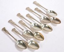 Nine Elizabeth II silver table spoons, Sheffield 1960 and 1983, maker Walker & Hall, with kings