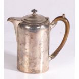 George III silver hot water pot, London 1816, maker RC or RG, with gadrooned rim and turned