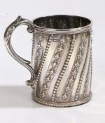 Victorian silver christening cup, London 1869, maker Henry Holland, with acanthus leaf capped scroll