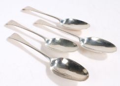 Four George III silver table spoons, London 1766, maker Thomas & William Chawner, the old English