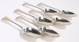 Set of six George III silver table spoons, London 1766, maker Thomas Dene, the old English pattern