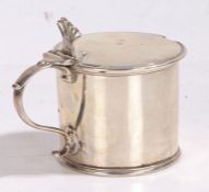 George III silver mustard pot, Newcastle 1790, maker John Langlands, of drum form, the hinged lid