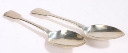 Pair of George III silver table spoons, London 1817, maker Josiah & George Piercy, with shell