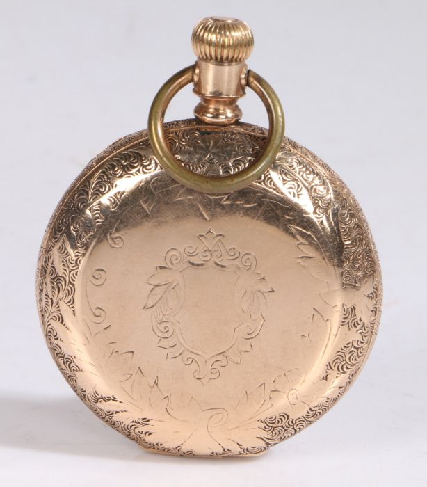 14 carat plated gold hunter pocket watch by A.W.W Co. Waltham Mass. the case with central vacant - Image 2 of 2