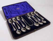 Set of twelve Victorian silver teaspoons Sheffield 1882, maker Martin, Hall & Co (Richard Martin &