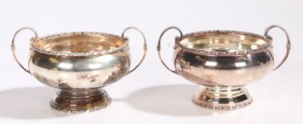 Two Elizabeth II silver sugar bowls, Sheffield 1983, maker Walker & Hall, with beaded rims and