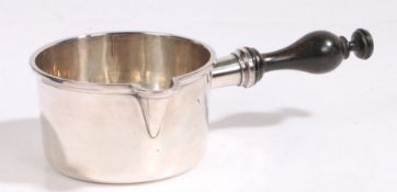 19th Century French silver plated brandy warming pan, makers mark for Christofle, with turned