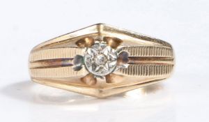 9 carat gold and diamond illusion set solitaire ring, the head set with a single illusion set