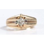 9 carat gold and diamond illusion set solitaire ring, the head set with a single illusion set