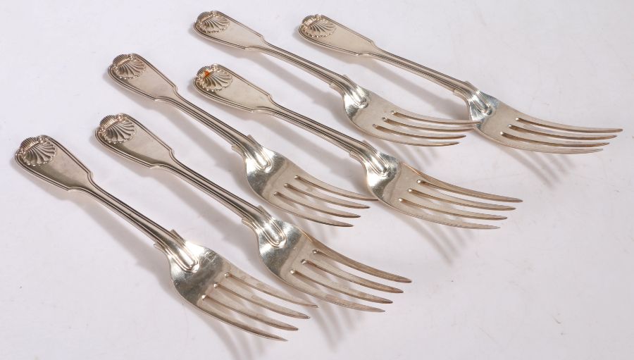 Set of six Victorian silver table forks, London 1868, maker Chawner & Co. (George William Adams), - Image 2 of 2