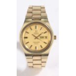 Omega Seamaster Cosmic 2000 gentleman's gold plated wristwatch, the signed gilt dial with baton