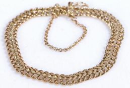 9 carat gold bracelet, with wide curved links, 18cm long, 11.6 grams