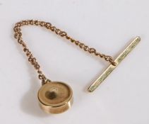 9 carat gold button and chain, with a roundel, chain and bar, 1.3g