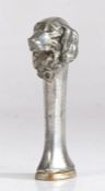 Art Nouveau white metal desk seal, in the form of a spaniels head, 11cm high