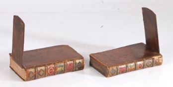 Pair of unusual 19th century bookends, formed as dummy books, bearing an inscription "From The