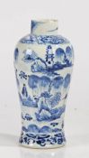 Chinese porcelain blue and white vase, the slender baluster body with scenes of figures in a