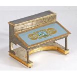 A rare 19th Century French miniature inkwell in the form of a desk, the hinged top section opening