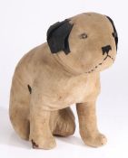Early 20th century toy dog, with straw filling, 32cm high
