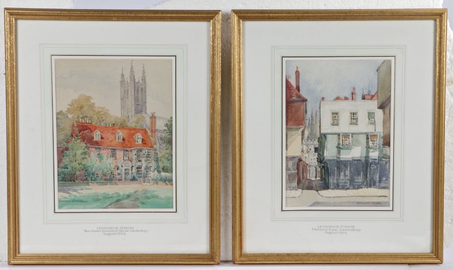 Leonard B Timson (British, 19th Century) 'Rev Canon Gardiner's House - Canterbury August 1925' & '