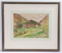 Cecil Arthur Hunt (British, 1873-1965) 'Zermatt from the Matterhorn' signed C A Hunt (lower