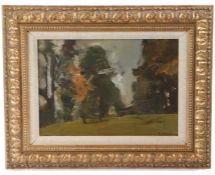 Continental School (20th Century) Landscape with Trees indistinctly signed (lower right), oil on