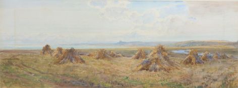 Robert Thorne Waite R.W.S (British, 1842-1935), Coastal Scene with Harvest Field, watercolour, 26