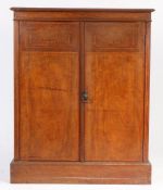 Edwardian marquetry inlaid side cabinet, retailed by Maple & Co. with two harebell swag and