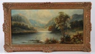 H Williams (British, 19th Century) River Landscape signed (lower left),oil on canvas 29 x 59cm (11.