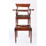 An early 19th century mahogany metamorphic child's high chair, the detachable chair top with