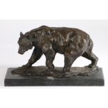 After Antoine-Louis Barye (French, 1795-1875), bronze bear, patinated hollow cast metal sculpture,