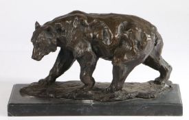After Antoine-Louis Barye (French, 1795-1875), bronze bear, patinated hollow cast metal sculpture,
