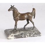Bronze study of a horse after Massey, indistinctly signed to base, set on a grey veined marble base,