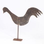 19th century silhouette weather vane, in the form of a cockerel, 65cm wide, 56cm tall